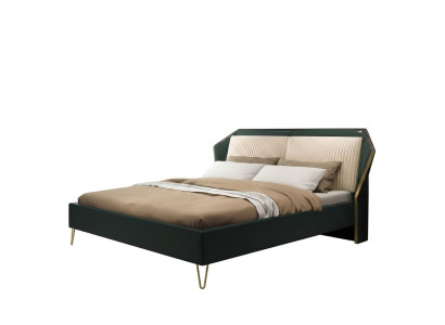 Luxus Textil Bett Doppel Design Schlafzimmer Betten Metall Grün Neu