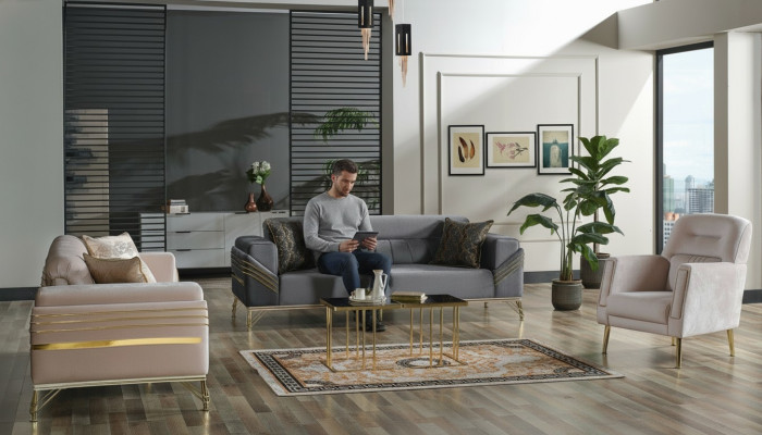 Exklusives Sofagarnitur set 3+3+1 3tlg 2x Sofa Sessel Relax Luxuriöses set