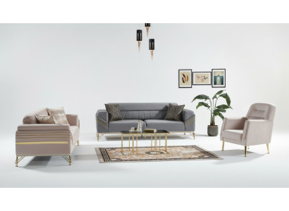 Exklusives Sofagarnitur set 3+3+1 3tlg 2x Sofa Sessel Relax Luxuriöses set