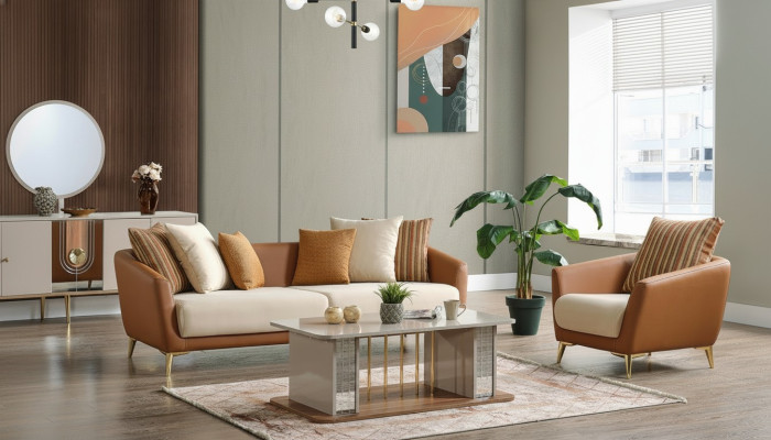 Luxus Sofagarnitur Set Wohnzimmer Sofa set Sofagarnitur 3+1+Couchtisch Modern Neu