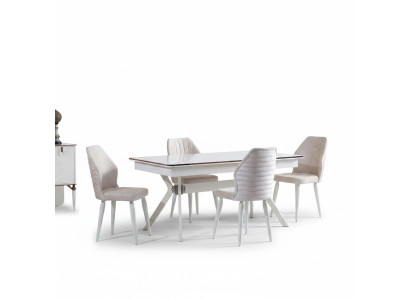 Esszimmer set Modern Esstisch + 6x Stühle Tisch Holz Polsterstuhl 7tlg. Neu