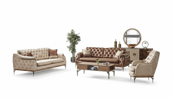 Sofagarnitur 3+3+1 Sitzer Chesterfield Modern Stil Garnitur Set 3tlg. Sofa Relax Neu