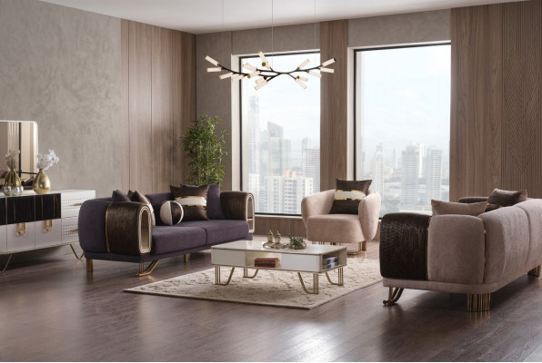 Prestigeträchtige 3+3+1 Wohnzimmer Garnitur Wohnzimmer set zwei Sofas und sessel Neu