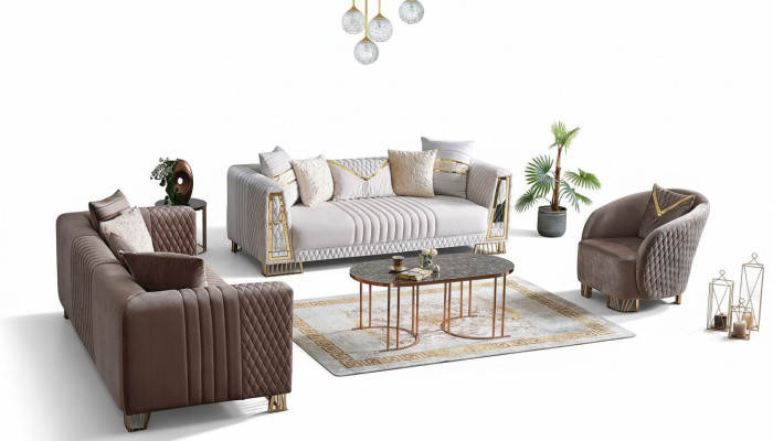 Premium Möbel Wohnzimmer set 3+3+1 Sitzplätzen Sofagarnitur 2x Sofas Sessel