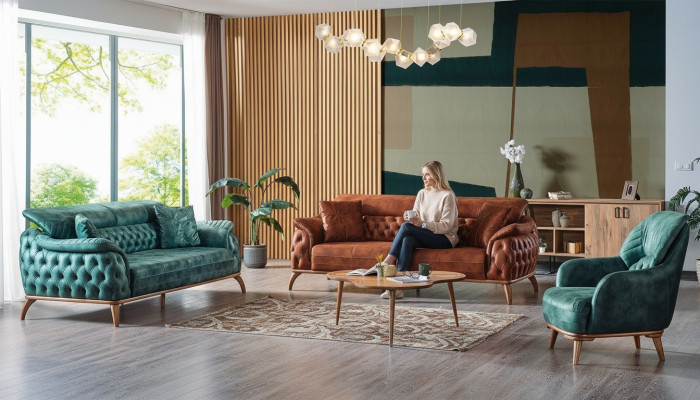 Klassisch Sofagarnitur 3+3+1 Sitzer Chesterfield Relax Sessel Möbel Sofa