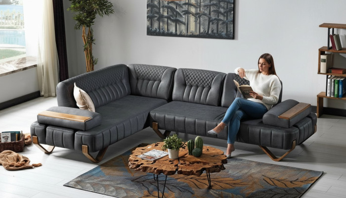 Ecksofa L-Form Textil Eckcouch Sofa Polster Premium Couch L Form Modern Neu