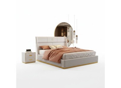 Designer Bett Schlafzimmer Doppelbett Betten Luxus Polster Hotel Neu