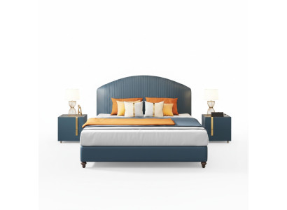 Bett Schlafzimmer Luxus Doppelbett Blau Modern Design Betten Hotel