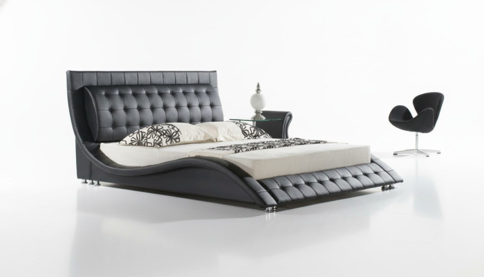 Bett Doppelbett Schwarz Polsterbett Schlafzimmer Modern 180x200