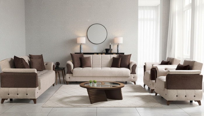 Modern Sofagarnitur Sessel Textil Sofa Luxus Komplett Luxus 3+2+1+1 Sitzer