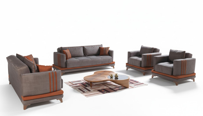 Design Modernes Wohnzimmer Set Sofagarnitur 3+2+1+1 Grau Wohnzimmer Möbelset