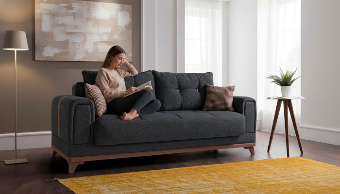 Luxuriöses Wohnzimmer Sofa 3 Sitzer Relax Sofa Modern 230 cm Luxus Schwarz