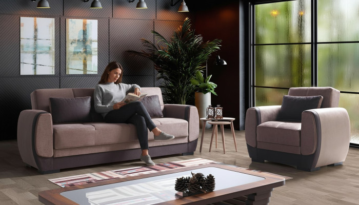 Sofagarnitur 3+1 Sitzer Textil Holz Sofa 3 Sitzer Modern Sessel Neu Komplett Neu Set