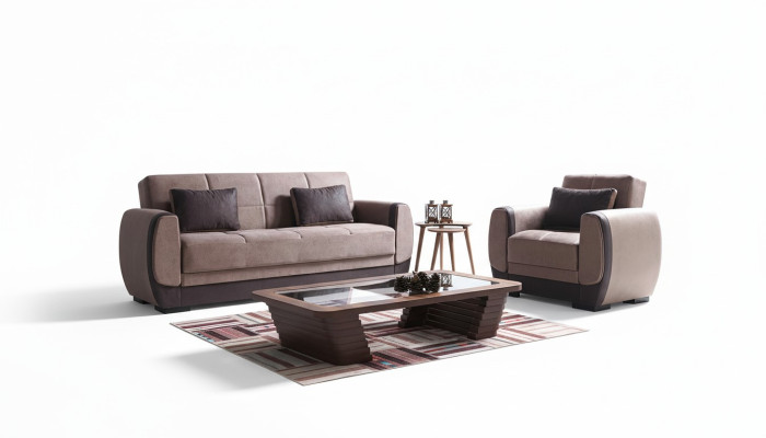 Sofagarnitur 3+1 Sitzer Textil Holz Sofa 3 Sitzer Modern Sessel Neu Komplett Neu Set