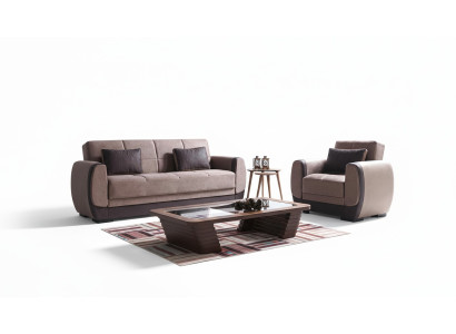 Sofagarnitur 3+1 Sitzer Textil Holz Sofa 3 Sitzer Modern Sessel Neu Komplett Neu Set