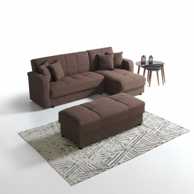 Luxus Wohnzimmer Set Hocker+ Ecksofa L-Form Modern Set Relax Komplett