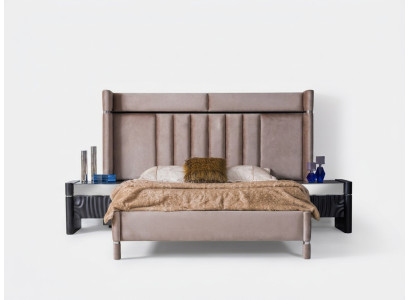 Luxus Schlafzimmer Set Bett + 2x Nachttische Holz Komplettes Modern Neu