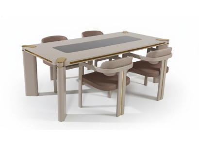 Esszimmer Set 4x Stühle Esstisch Set Esszimmer Designer Holz Stühle Garnitur Neu