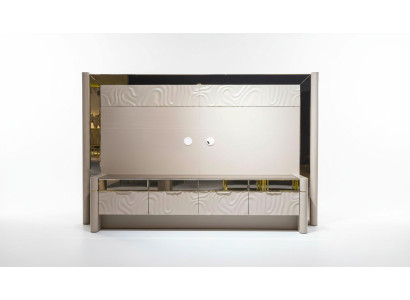 Luxus Wohnwand RTV Lowboard TV Ständer Beige Wohnzimmer Möbel Neu