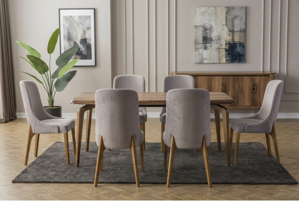 Esszimmer set 7tlg. Esstisch+6x Stühle Designer Holz Stuhl Garnitur Möbel Neu