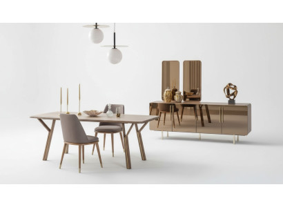 Esszimmer Set 6x Stühle+Esstisch+Sideboard+Spiegel Set Esszimmer Designer Neu