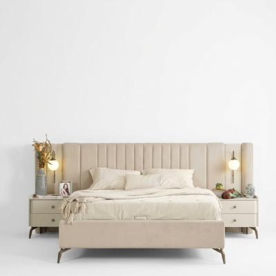 Luxus Schlafzimmer Bett und 2x Nachttische 3tlg. Set Design Einrichtung