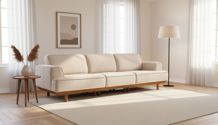 Weißes Polstersofa Wohnzimmer 4-Sitzer Luxuriöse Couch Designer Möbel
