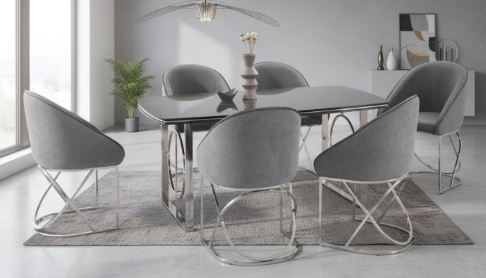 Modernes Esszimmer Möbel luxuriösen Esstisch + 6x Stühle Tisch Stühle