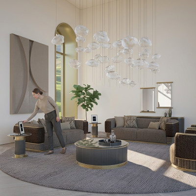Sofagarnitur 4tlg Textil Sofa Dreisitzer Polster Sessel Neu Zweisitzer Sofa