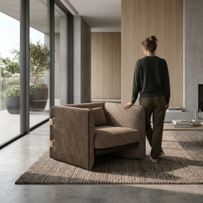 Modern Design Polstermöbel Sessel Luxus Wohnzimmer Polster Textil Einrichtung