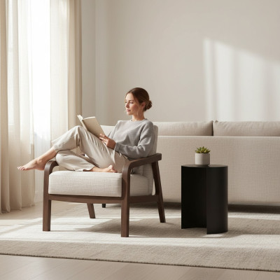 Wohnzimmer Sessel Holz Polster Textil Einrichtung Polstermöbel Design