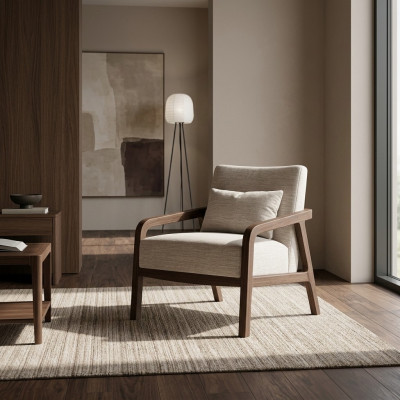 Wohnzimmer Sessel Holz Polster Textil Einrichtung Polstermöbel Design