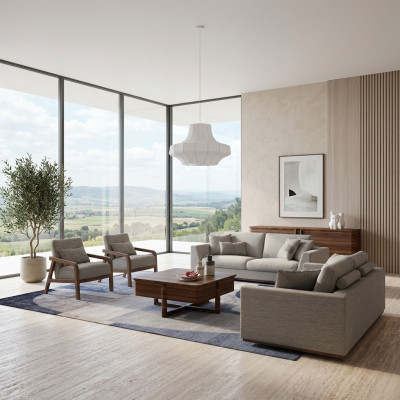 Design Sofa Set 3tlg Zweisitzer Sofa Couch Polstermöbel 2x Sessel Wohnzimmer