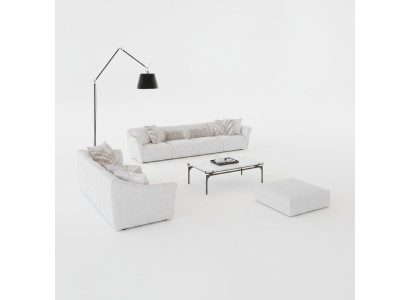 Luxus Weiß 2x Sofa Viersitzer Wohnzimmer Couchtisch Modern Textil Einrichtung