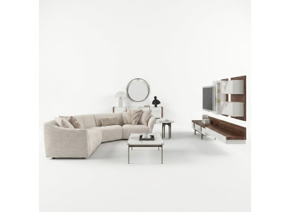 Luxus Garnitur Ecksofa L-Form Polster Wohnzimmer Couchtisch Neu Beistelltisch
