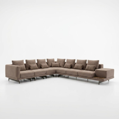 Luxus Designer Komplett Sofa Couch L-Form Einrichtung Holz Couchtisch Neu