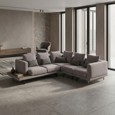 Sofa Couch L-Form Designer Grau Ecksofa Textil Luxus Wohnzimmer Einrichtung