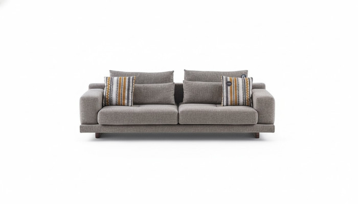 3-Sitzer Modern Stil Designer Wohnzimmer Stoffsofa mit Kissen Rückenkissen