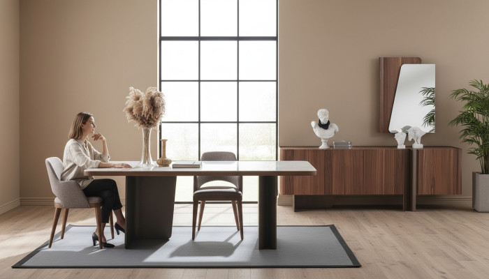 Esszimmer 7tlg Modern Set Esstisch Sideboard Buffet Spiegel Stühle