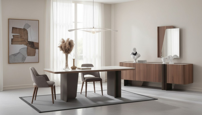 Esszimmer 7tlg Modern Set Esstisch Sideboard Buffet Spiegel Stühle