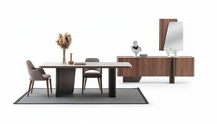 Esszimmer 7tlg Modern Set Esstisch Sideboard Buffet Spiegel Stühle