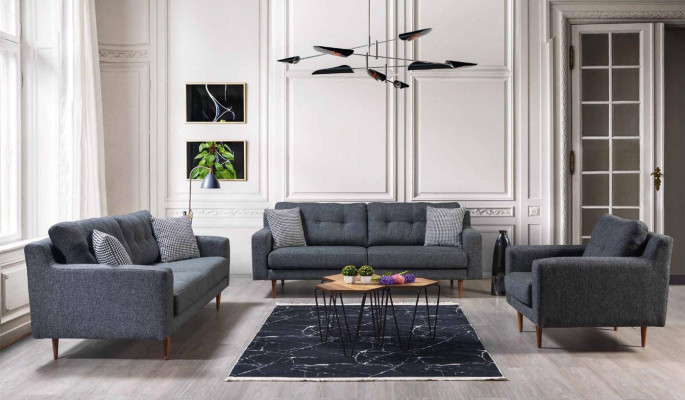 Moderner Grauer Dreisitzer Luxuriöses Wohnzimmer 3-Sitzer Luxus Möbel