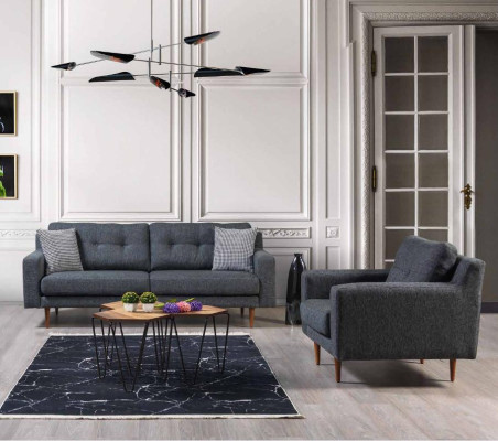 Graue Wohnzimmer Polstersessel Designer Einsitzer Luxus 1-Sitzer 2tlg