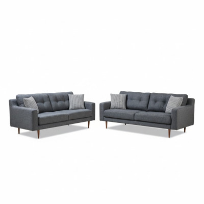 Graue Wohnzimmer Couchgarnitur Luxuriöse 2x Polstersofas Textil Möbel