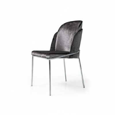 Grauer Esszimmerstuhl Luxuriöses Edelstahl Küchen Designer Stühle Neu