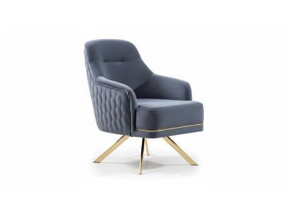 Blauer Einsitzer Designer Einrichtung Edelstahlsessel Wohnzimmer Möbel