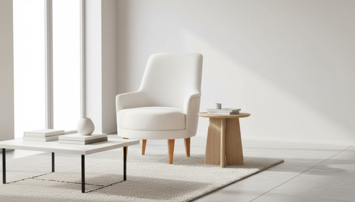 Weißer Textil Sessel Stilvoller Wohnzimmer Einsitzer Designer Lehnsessel