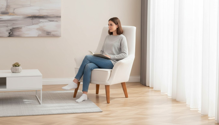 Weißer Polstersessel Designer Wohnzimmer Möbel Luxuriöser Einzel Sessel
