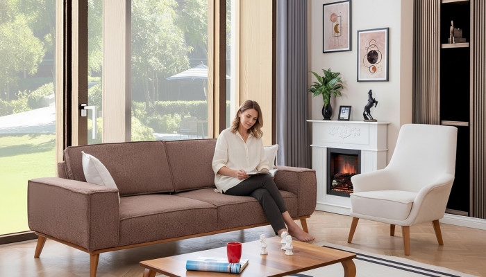 Wohnzimmer Beiger Dreisitzer Luxuriöser Weißer Einsitzer 2tlg Garnitur