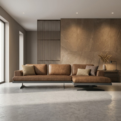 Ecksofa L-Form Relax Wohnzimmer Braun Leder Sofa Polstermöbel Eck Garnitur